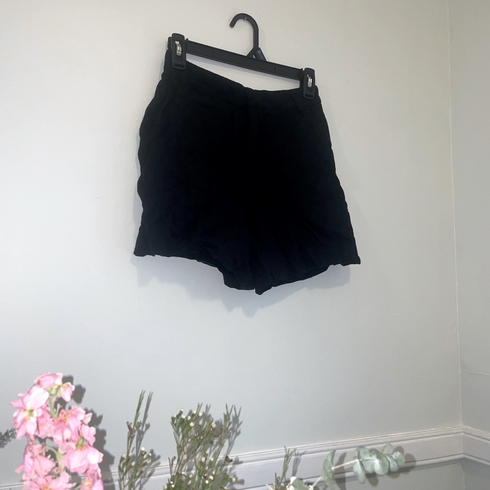 ZARA XS Black Trouser Shorts Work Comfy Casual Spring Summer Trendy High Waist